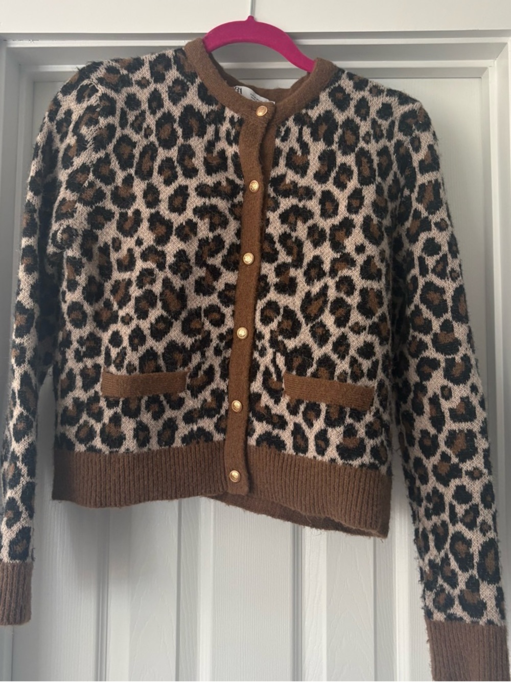Zara Brown and Black Leopard Print Cardigan